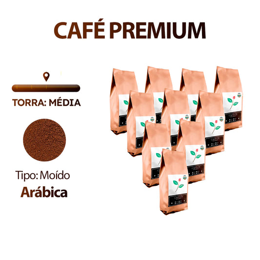 10 Pacotes de Café CS Premium 100% Arábica – 500g (Moído | Torra Média)
