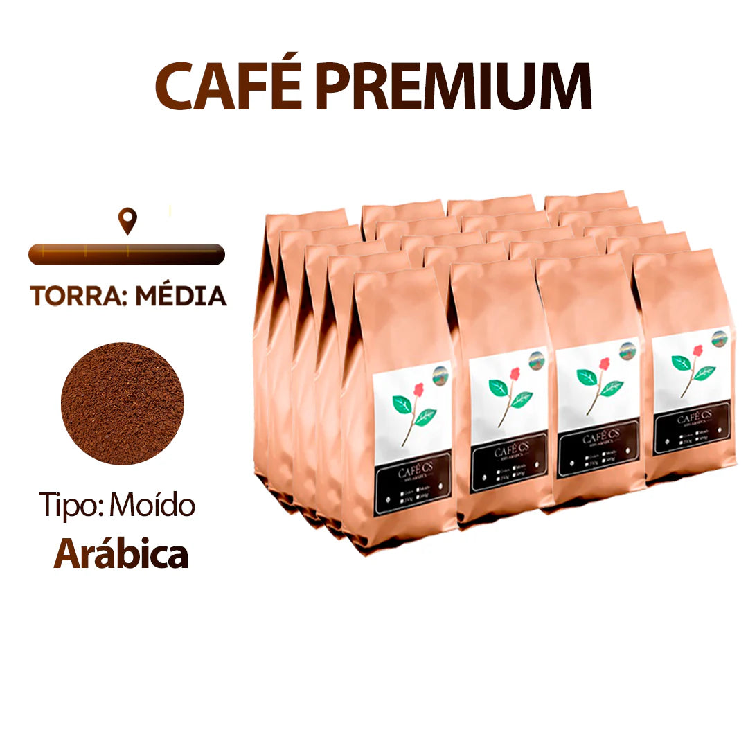 20 Pacotes de Café CS Premium 100% Arábica – 500g (Moído | Torra Média)