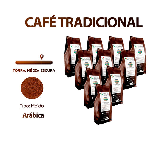 10 Pacotes de Café Fazenda 100% Arábica - 500g (Moído | Torra Média Escura)