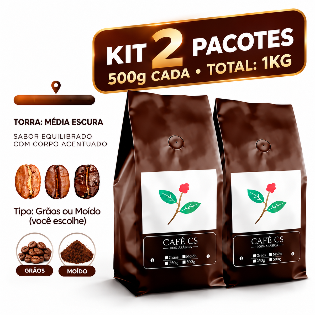 Café CS Gourmet 100% Arábica – 500g  | Torra Média Escura