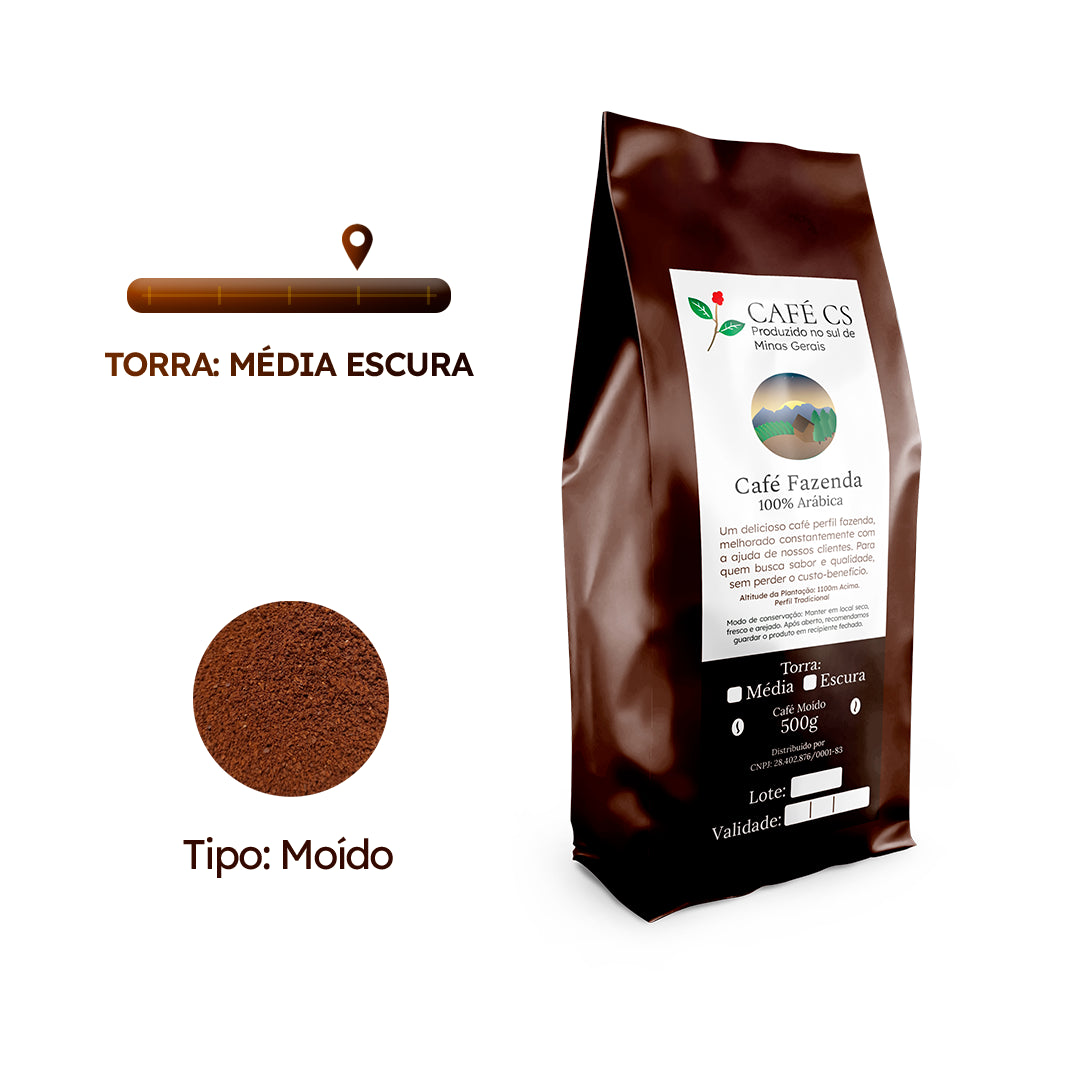 Café Fazenda 100% Arábica - 500g (Moído | Torra Média Escura)