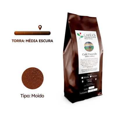 Café Fazenda 100% Arábica - 500g (Moído | Torra Média Escura)