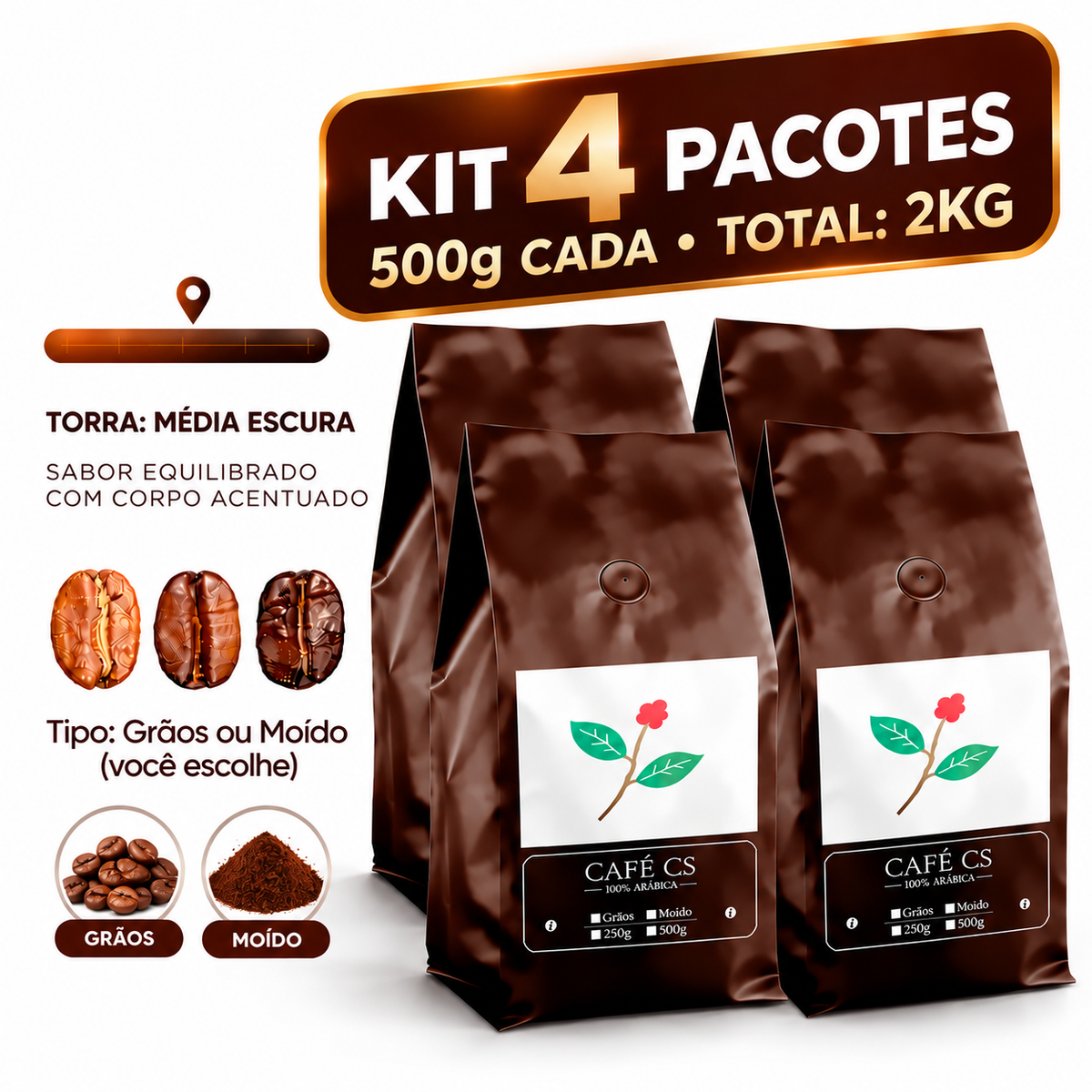 Café CS Gourmet 100% Arábica – 500g  | Torra Média Escura